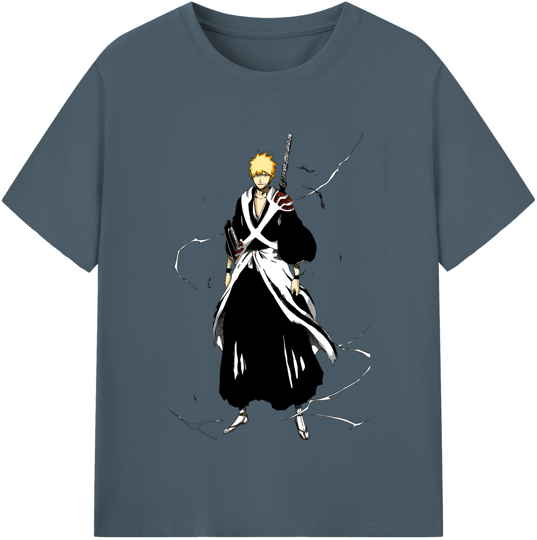（画像用） ブリーチ 黒崎一護（くろさき いちご）BLEACH Kurosaki Ichigo 綿100％半袖Tシャツ（フロントプリント）
